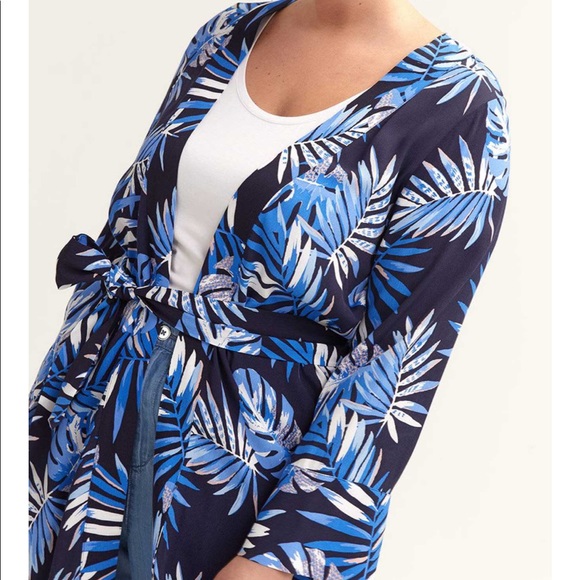 Love & Legend Tropical Print Belted Kimono Cardigan - Picture 3 of 9